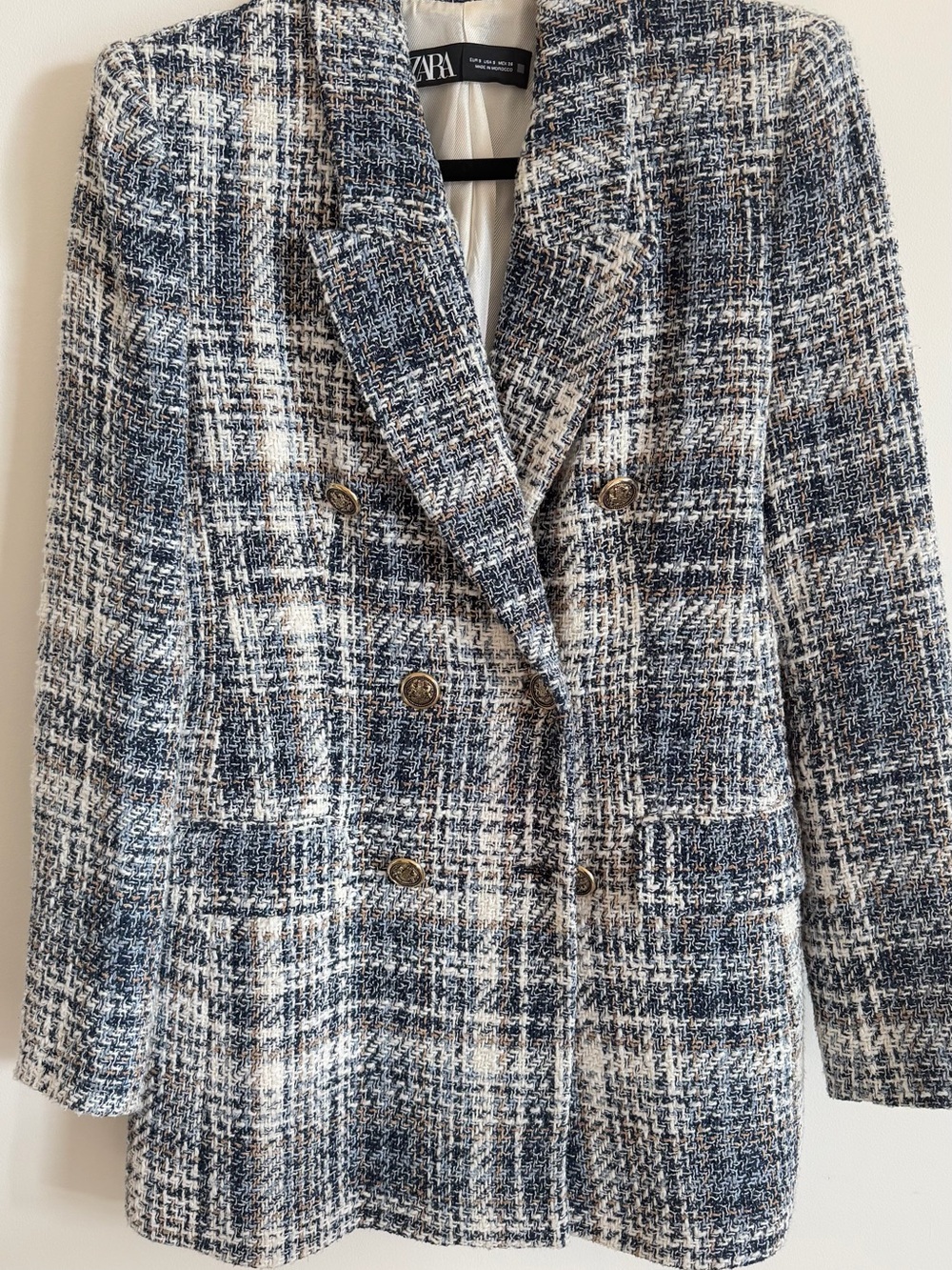 Zara Double-Breasted Tweed Blazer